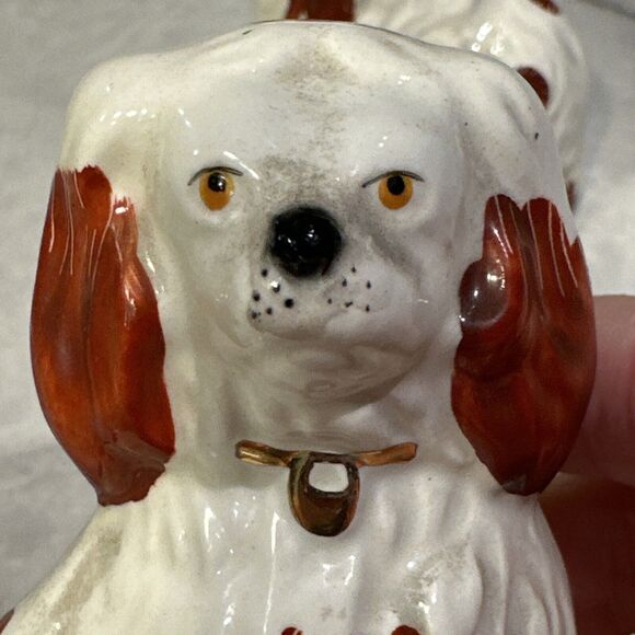 RARE PAIR STICKERED Brwn SPOTTED Beswick Staffordshire Dogs King Charles 1738-7 - Picture 12 of 13